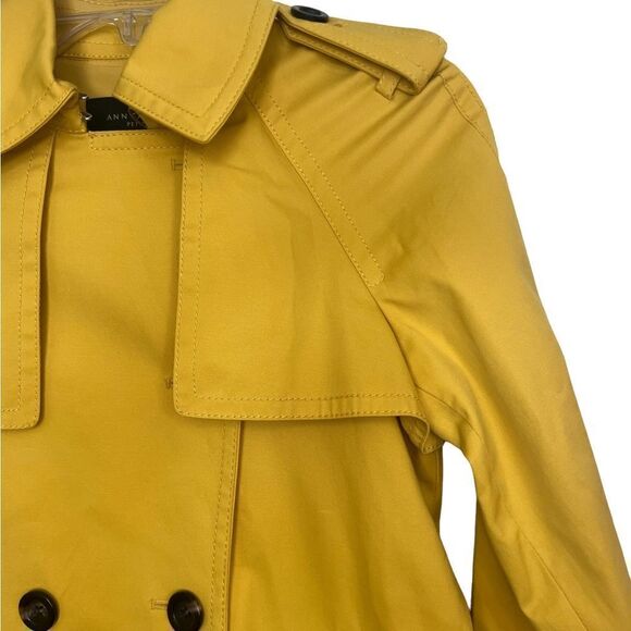 Ann Taylor Petite Mustard Yellow Dopamine Dressing Twill Trench Coat Size XXS - Picture 6 of 16